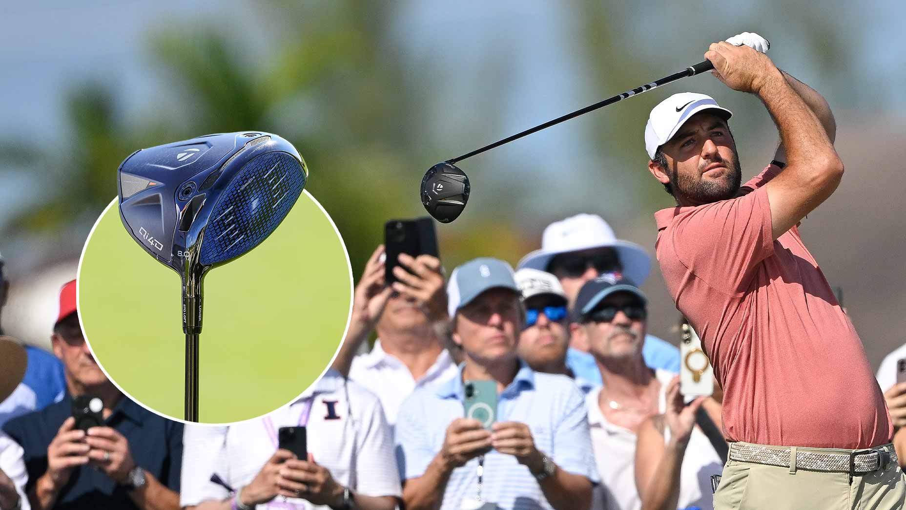 Scottie Scheffler plays a tee shot on the first hole during the second round of the Hero World Challenge at Albany Golf Course on December 5, 2025 in Naussau, New Providence.
