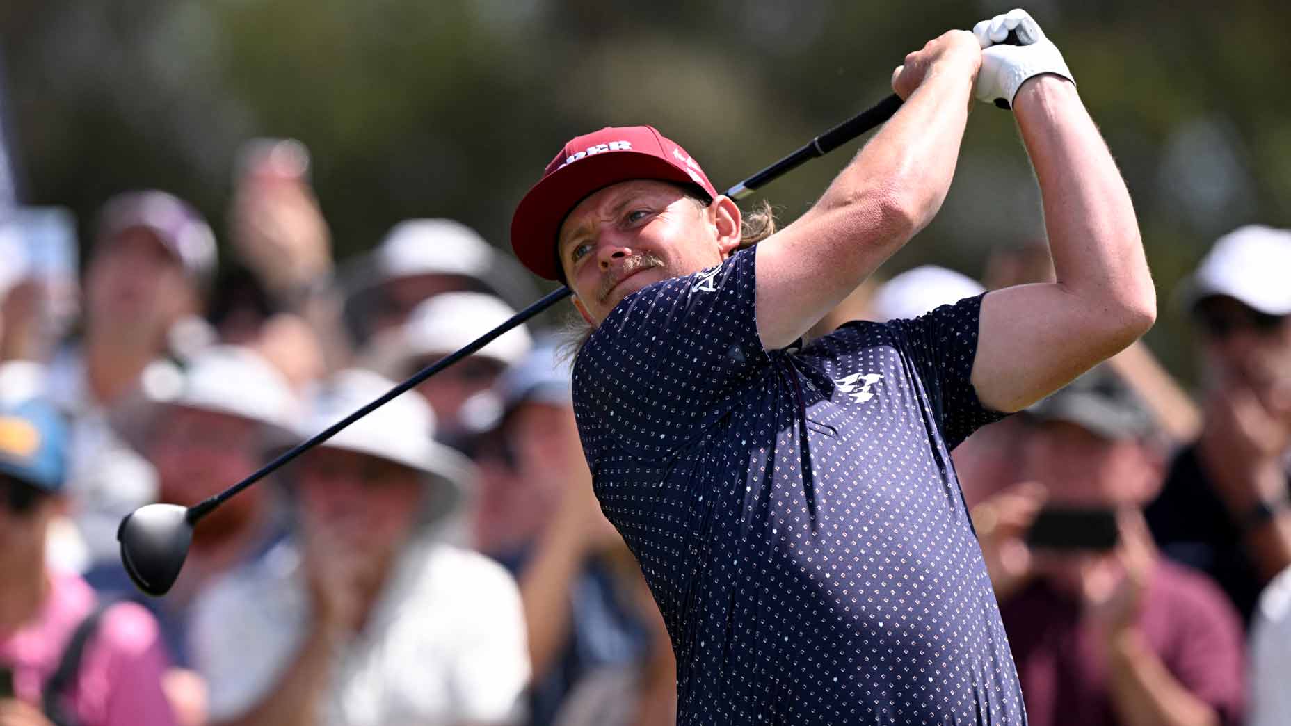 LIV pro Cameron Smith tees off during the the 2025 Australian Open.