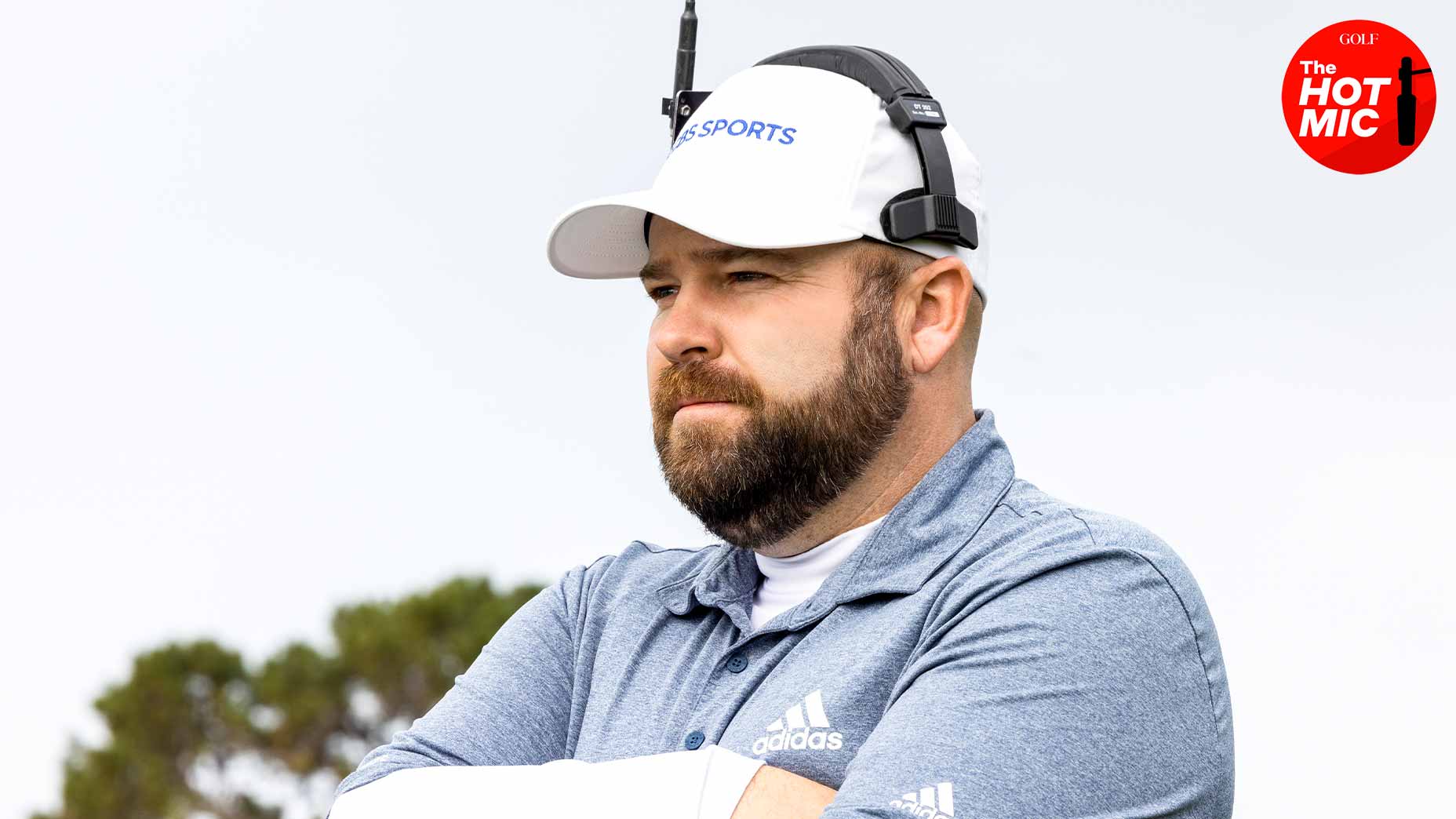 colt knost stands with a headset on CBS Sports tower.