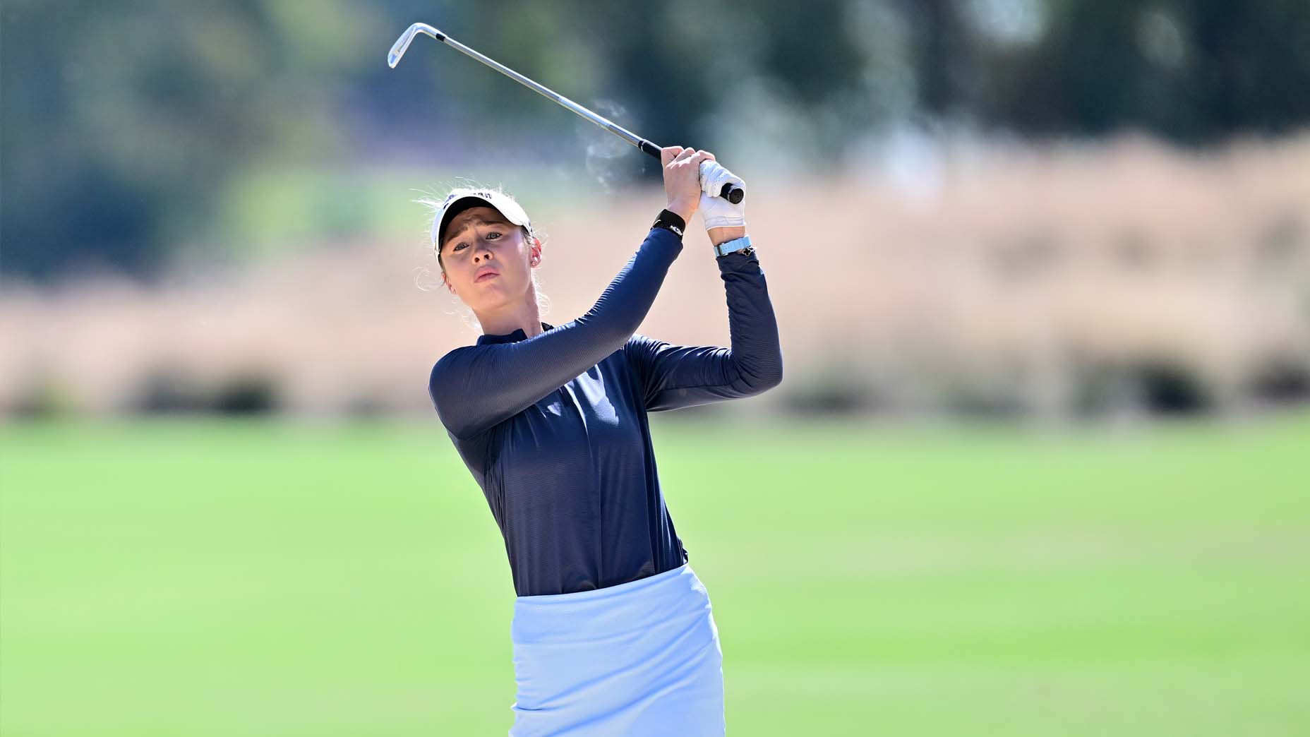 Nelly Korda hits a shot during the CME Group Tour Champinoship