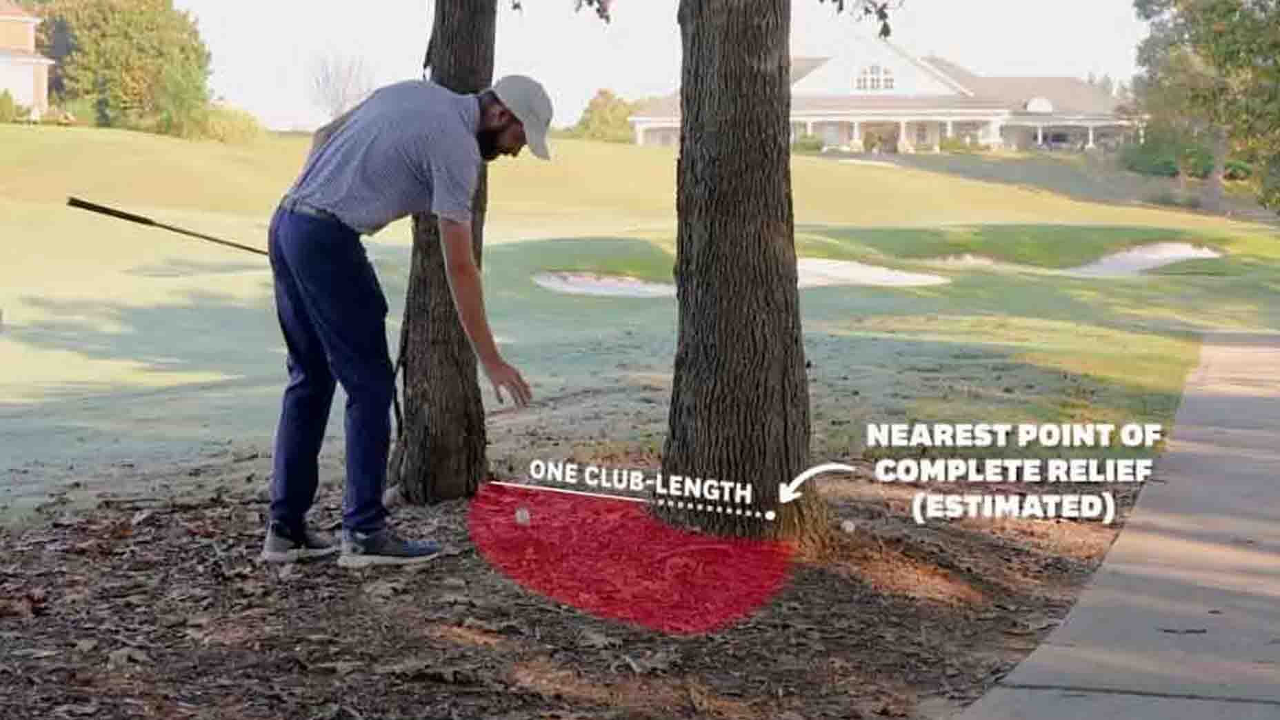 A right-handed player can get relief for a left-handed shot if the attempted shot is reasonable.